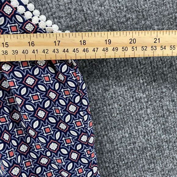 Chetta B Dress Womens 12 Blue Geometric Shift Halter Ruffle Ladies Boho Feminine - Picture 10 of 11